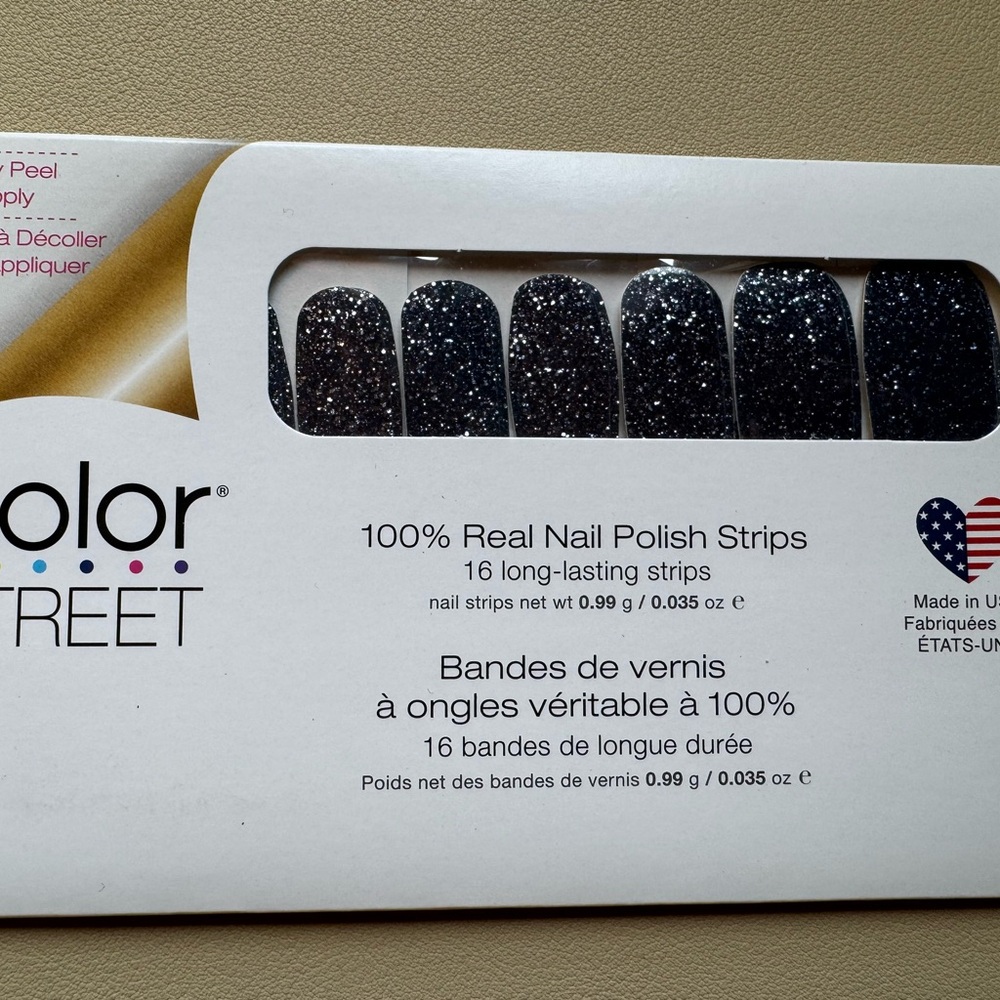 RETIRED - Color Street Glitter Nail Polish Strips- Moon River/ Dark Blue Glitter